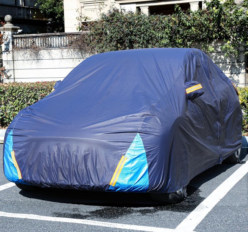 DINGHAO Tesla Model Y Car Cover Waterproof All Weather, 6 Layers Outdoor Full Exterior Cover Rain Sun UV Snowproof Protection with Zipper Cotton, Mirror Pocket and Charging Port - Image 5